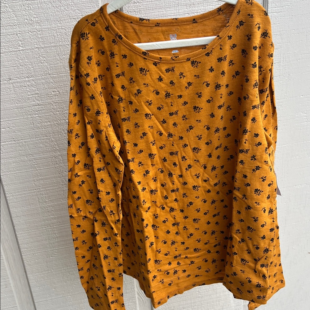 GAP Mustard Floral Long Sleeve Tee